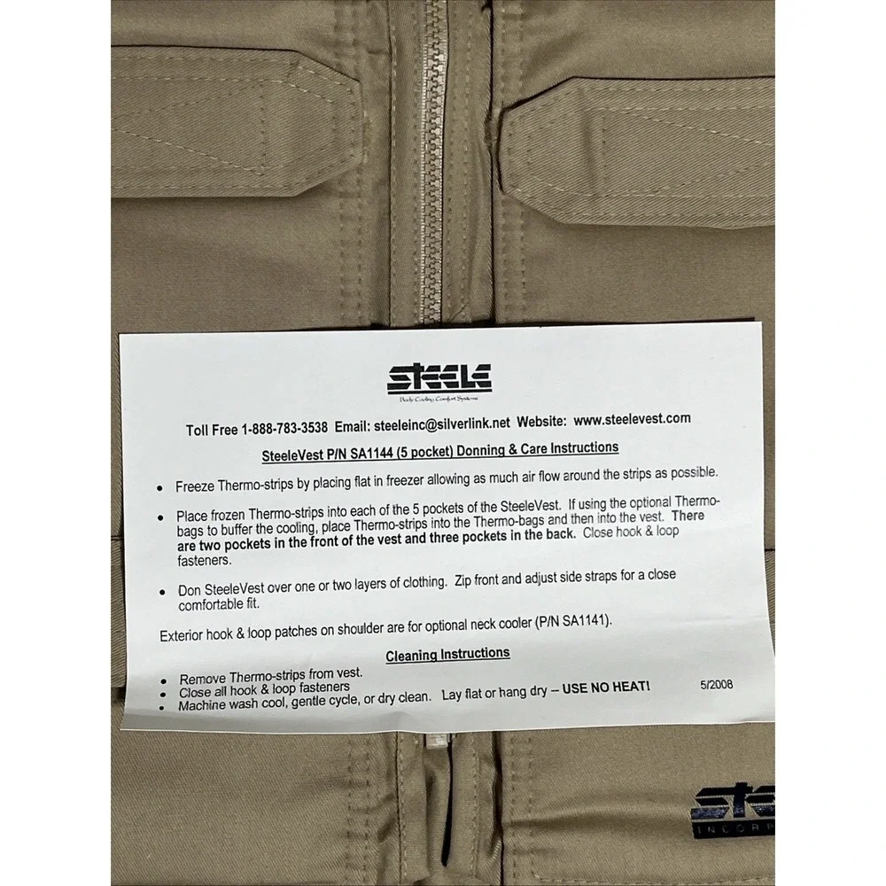 Steele Tactical Vest Body Cooling Comfort Beige Thinsulate USA Made Adjustable